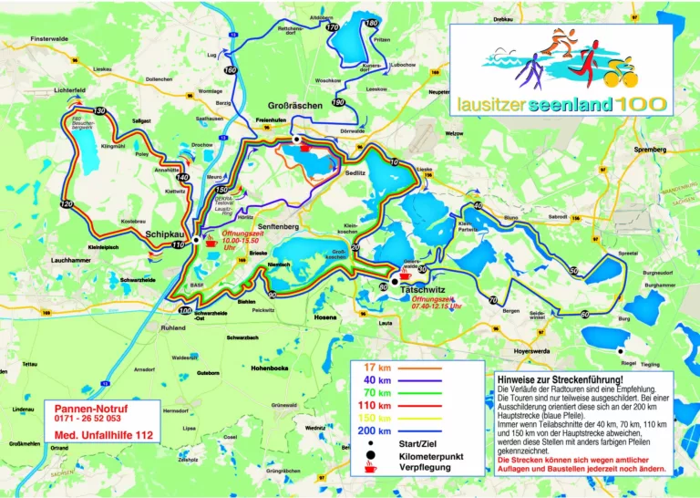 Radmarathon Seenland 100 Streckenkarte